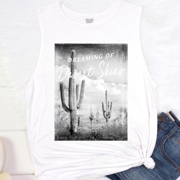 Graphic Dreaming of Desert Skies Boho White Plus Size Womens Tank Top Summer - Picture 1 of 6